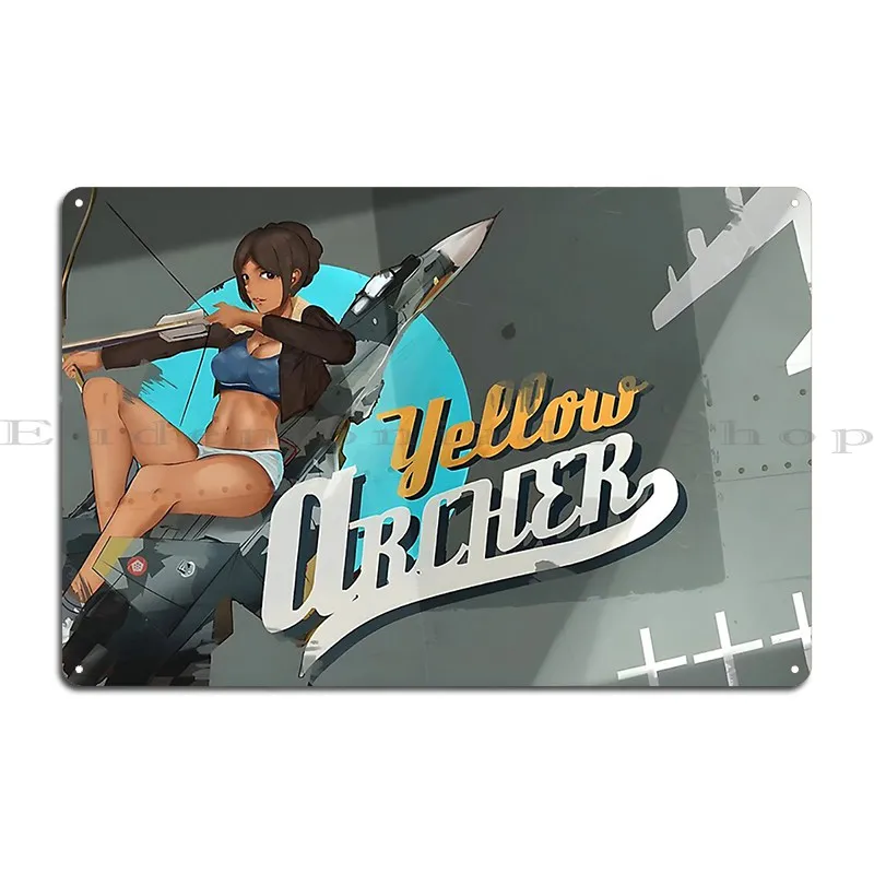 Ace Combat Yellow Archer Pinup Metal Sign Character Club Kitchen Bar Wall Decor Tin Sign Poster