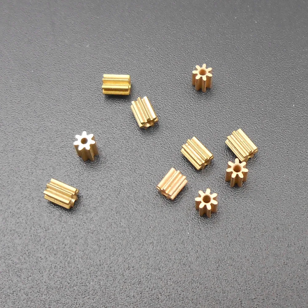 10Pcs/Lot 0.3M 7 Teeth Brass Gear Spur Pinion 0.3 Modulus T=7 Bore Aperture 1MM 0.95MM 7T1A 71A Hollow Glass Heigth 3MM Dia2.7MM