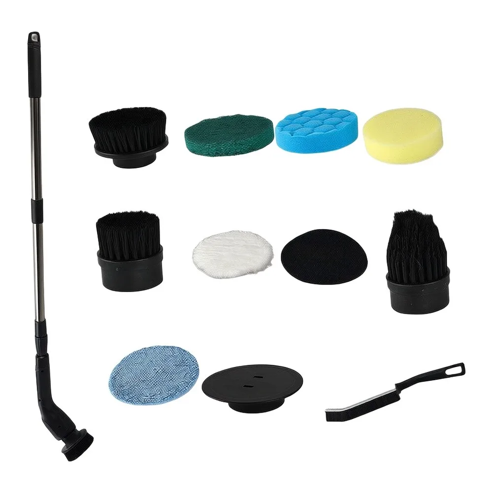 Rechargeable Telescopic Cordless Rotating Cleaning Brush Effortless Home Interchangeable Brush Heads Tiles Carpets Hard Floors