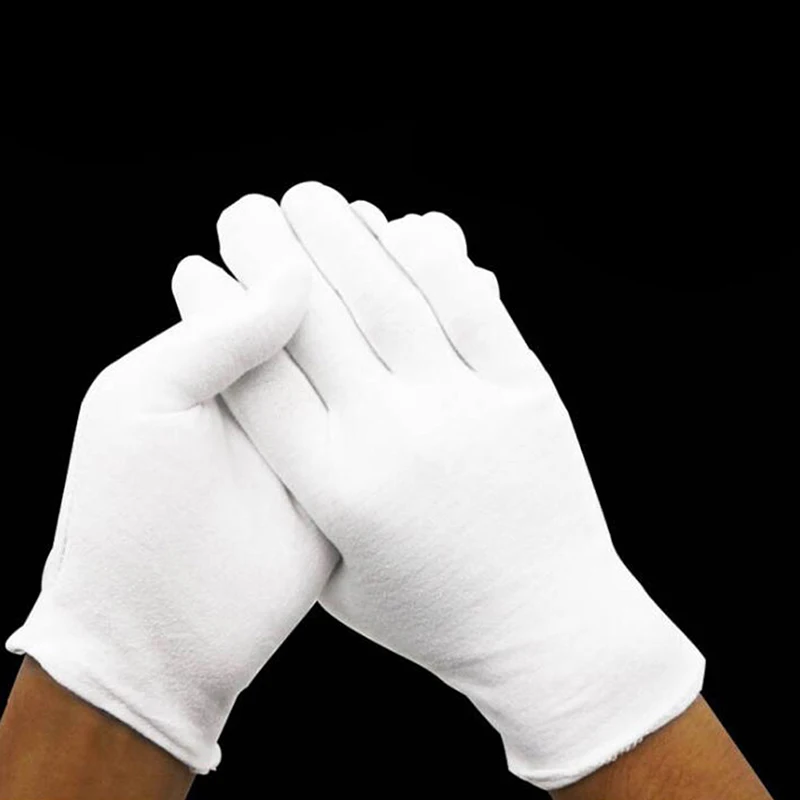 Luvas de Inspeção Brancas Leves, Cotton Work, High Stretch, Coin Jewelry
