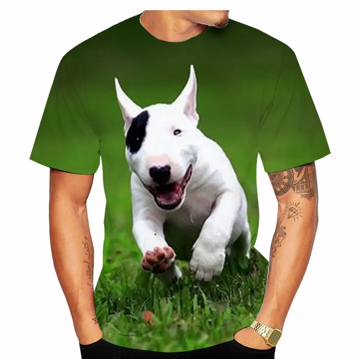 Fashion Bull Terrier 3d Printing Men's And Women's T-shirt Casual Pet Dog Pattern Street Style Lightweight Breathable Top O-neck