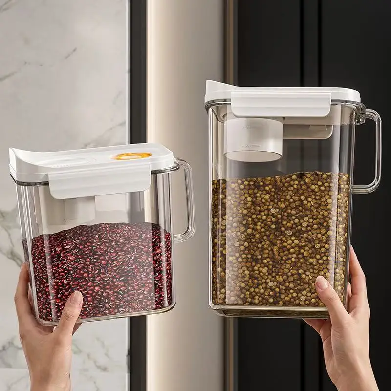 3rd Gen Airtight Pet Food Storage Container with Measuring Cup, Transparent Moisture-Proof Grain Rice Bin Stackable Dry Food