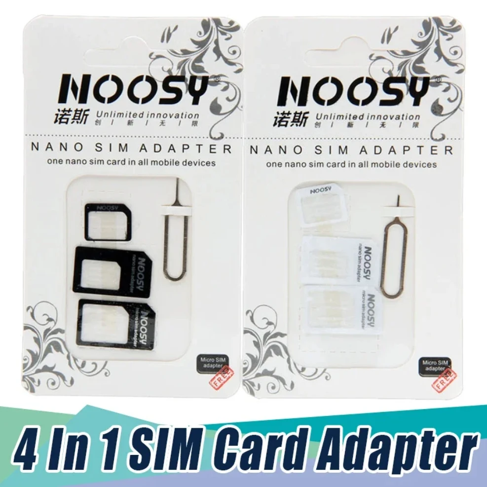 Kit adaptador de tarjeta SIM Nano Micro estándar 4 en 1, convertidor con aguja para iPhone, tableta, todos los teléfonos móviles, soporte Sims