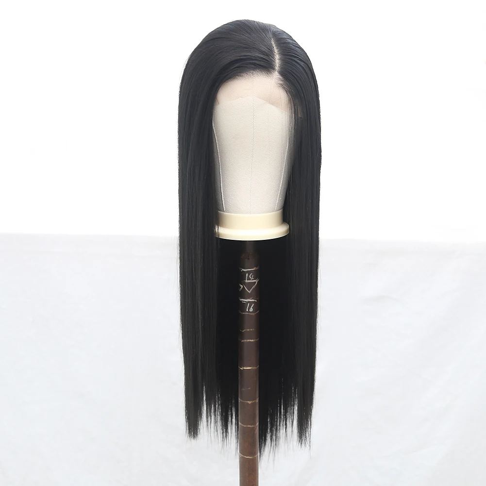 AIMEYA 13X6 Black Wig Natural Straight Synthetic Lace Front Wigs for Women Heat Resistant Fiber Synthetic Wig Long Blonde Wigs