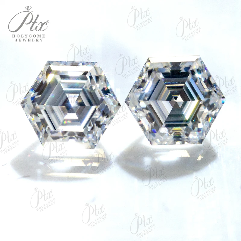 

Moissanite Diamond Hexagon Green/D/Champagne Color VVS1 Brilliant Cut Tester Positive Factory GRA Certificate Jewelry Making DIY