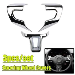 ABS Chrome Car Steering Wheel Decoration Cover Trim Sticker Fit For Golf 6 MK6 For MK5 Steering Wheel Sticker Cover Styling