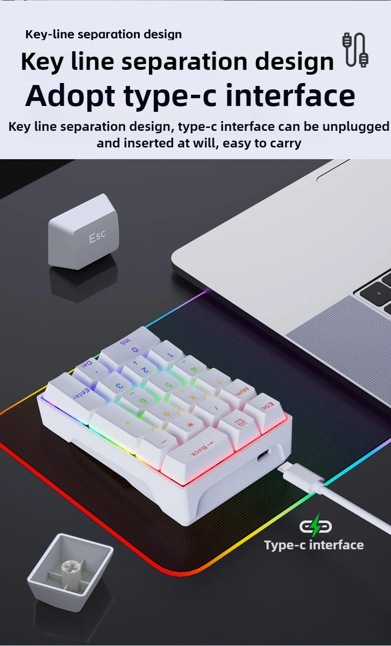 Mechanical Numeric Keypad Wired 20 Keys RGB Backlight Gaming Keyboard For Pc Computer Accessories Number Pads Keyboard Gift