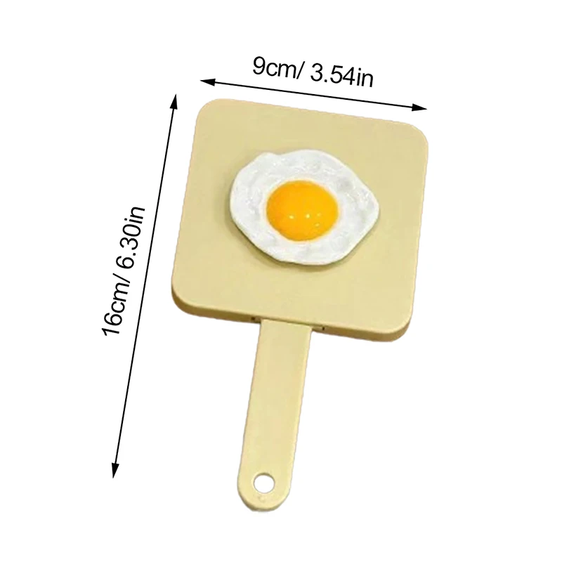 Handle Mirror Comb Portable Poached Egg Handle Mirror Yellow Quadrate Mirror Makeup Mirror With Comb For Girl Gift Makeup Tool