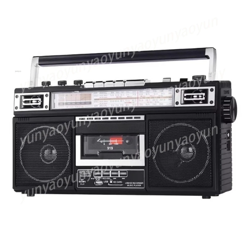 

4-Band Retro Cassette Recorder High Power Radio Bluetooth USB SD AM FM Tuner Portable Tape Audio Player