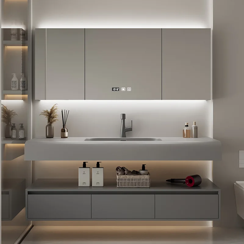 

Hotel-style bathroom toilet washbasin cabinet integrated basin rounded corner bathroom cabinet combined washbasin