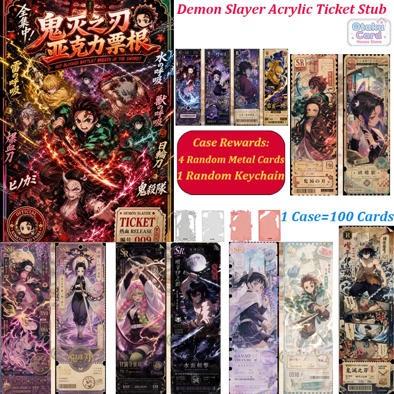 Demon Slayer Kimetsu no Yaiba Full Set Acrylic Ticket Stub Collectible Cards Anime Tanjiro Nezuko Hashira Characters Fans Gift