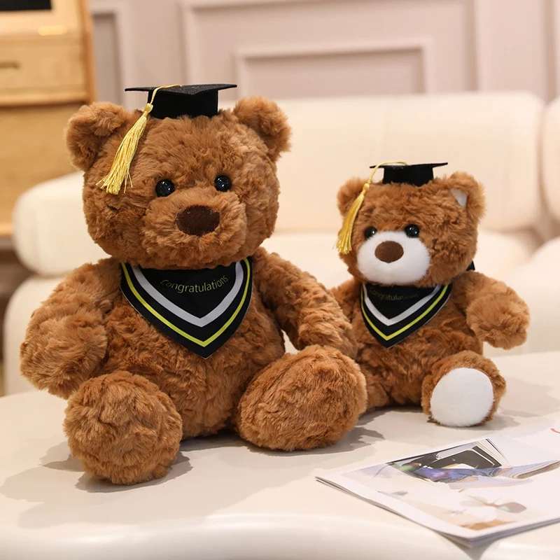 22/32cm 2025 새로운 만화 졸업 곰 봉제 인형 귀여운 의사 모자 곰 동물 부드러운 인형 장난감 홈 장식 어린이를위한 선물