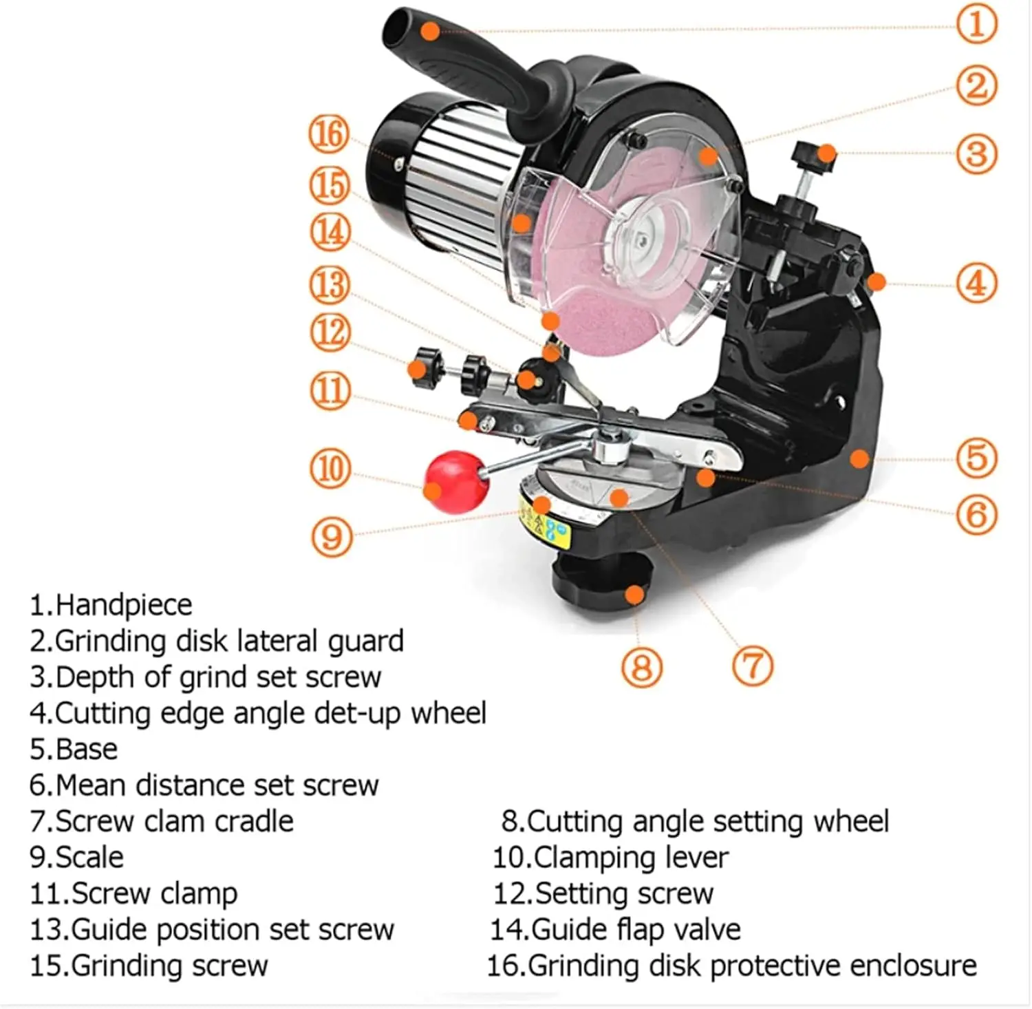 Profissional elétrico Chainsaw Sharpener, Multi-Angles automático Saw Blade Grinder Machine, 1/8 "por 3 16"