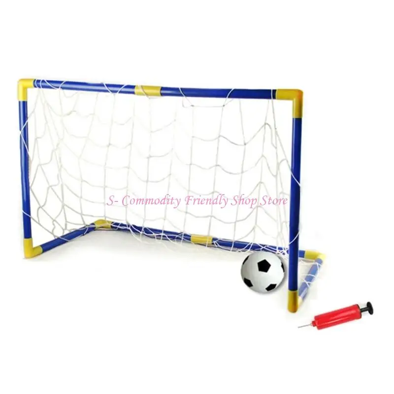 

85AE Indoor Outdoor Mini Children Football Soccer Goal Post Net Supplies with Ball Pump Kids Football Sport Toy Set