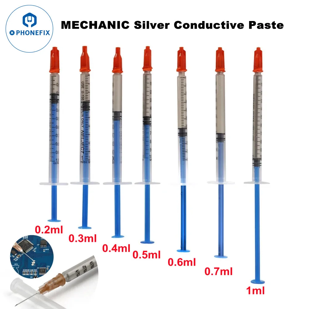 Silver Conductive Adhesive Glue Electrically Wire Conduction Paint Connectors Board Paste 0.2/0.4/1.0ml For Pcb Rubber Repair