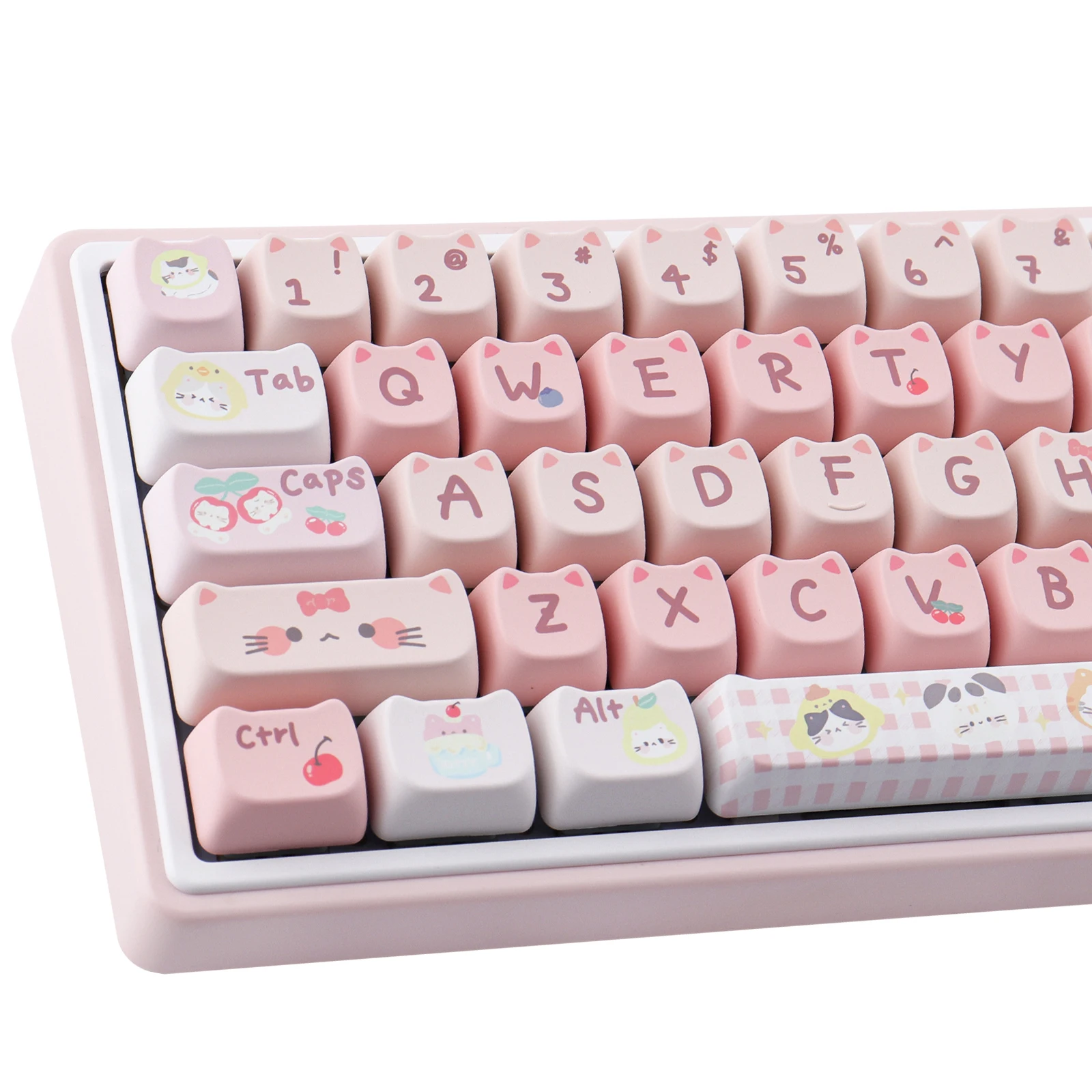 

140 keys of the Pink Kitten Keycaps PBT Dye-Sublimated MAO Profile For Mechanical Keyboard