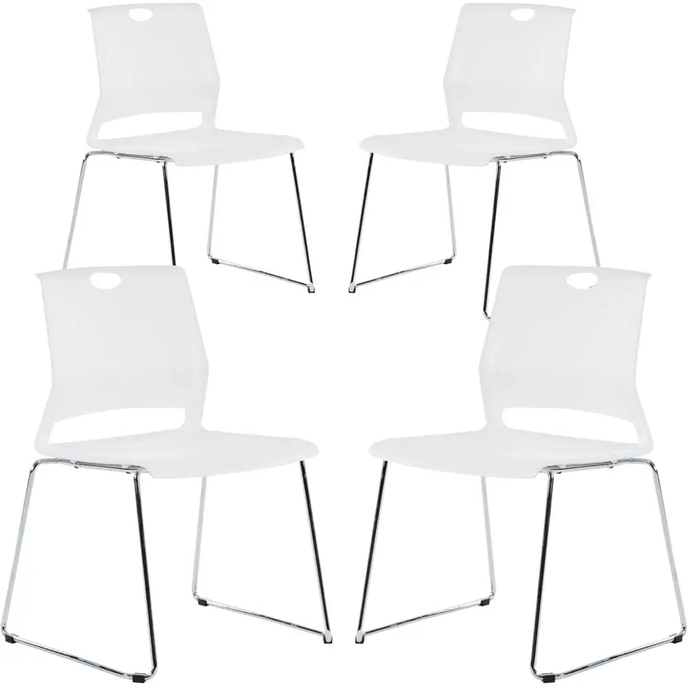 

Stackable Chairs Set of 4, Office Waiting Room Chairs with Back, Plastic Stacking Chair for Dining Room, Conference Room, Restau