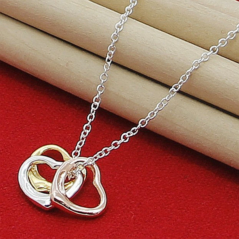 Fashion silver color multi-heart pendant necklace jewelry men and women jewelry birthday jewelry