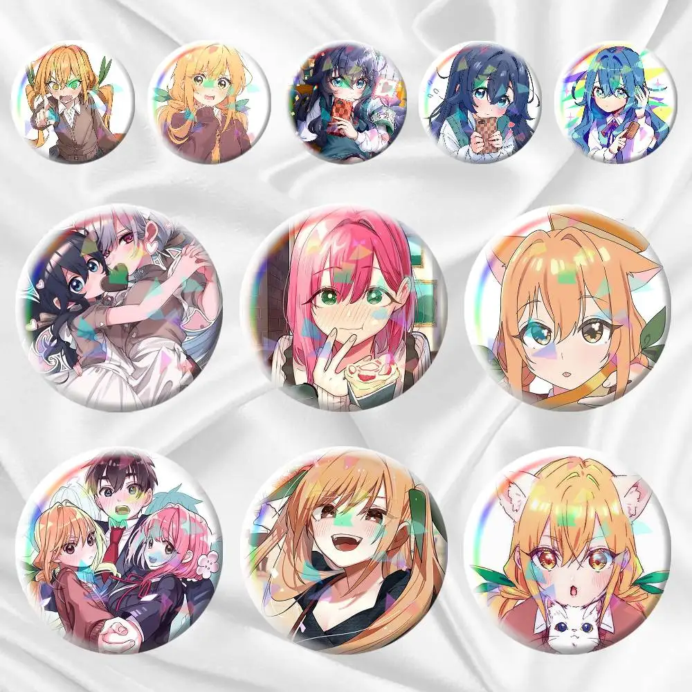 Karane 100 Giel Friends 100 Kanojo Anime Girl 75mm 44mm 25mm Brooch Backpack Hat Pins Accessories Toys Badge