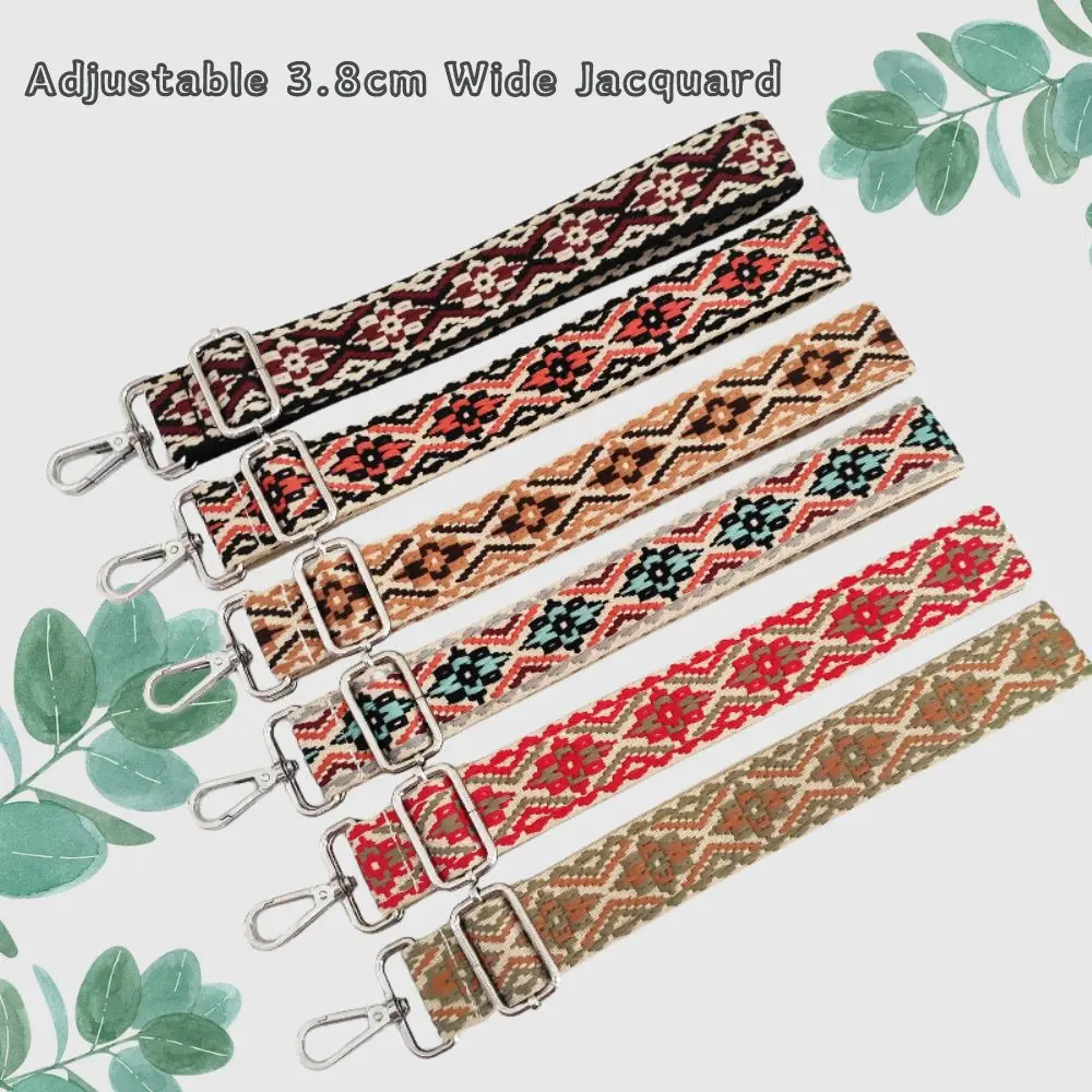 3.8cm Wide Jacquard Bag Belt Shoulder Bag Straps For WomanClassic High Quality Bag Accessories  Colorful Adjustable Bag Strap