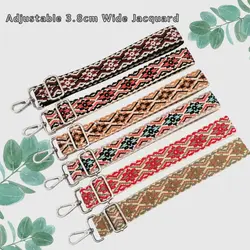 3.8cm Wide Jacquard Bag Belt Shoulder Bag Straps For WomanClassic High Quality Bag Accessories  Colorful Adjustable Bag Strap