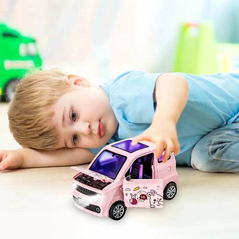 Mini-Autos für Kinder ziehen Autos Spielzeug kleine tragbare Spielzeug auto leuchten offene Tür Autos pielzeug mit Ton Kinder Simulation Autos pielzeug