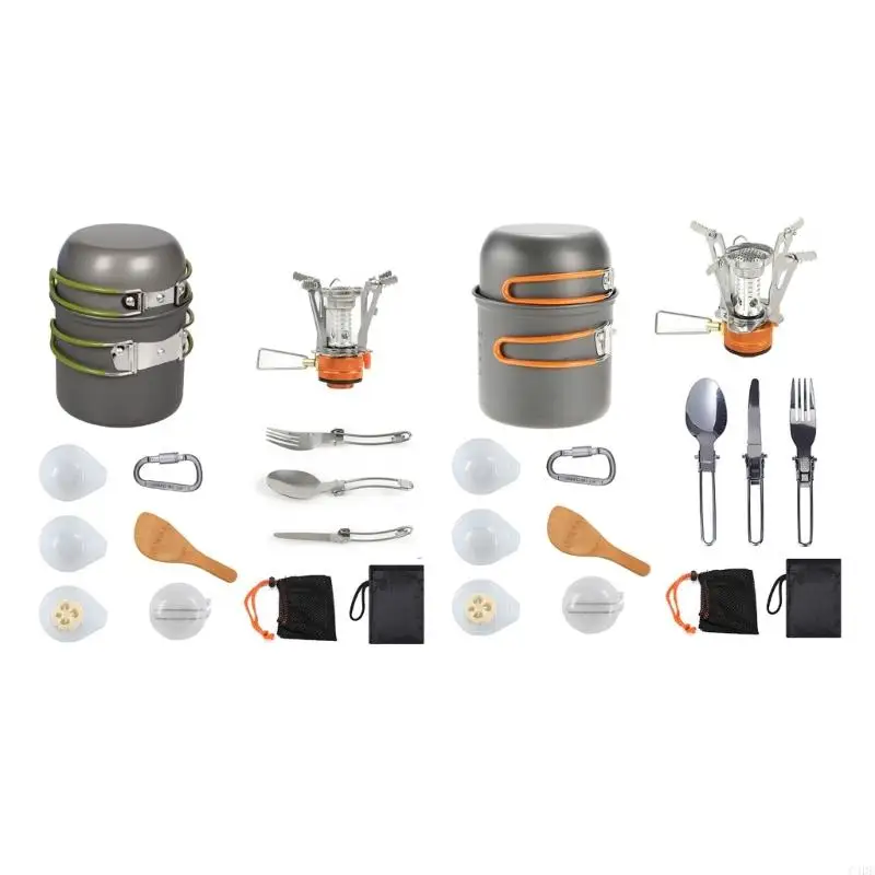 

C4DE на открытом воздухе в походных пикниках приготовление посуды со складными столовыми приемами и плитой простые в