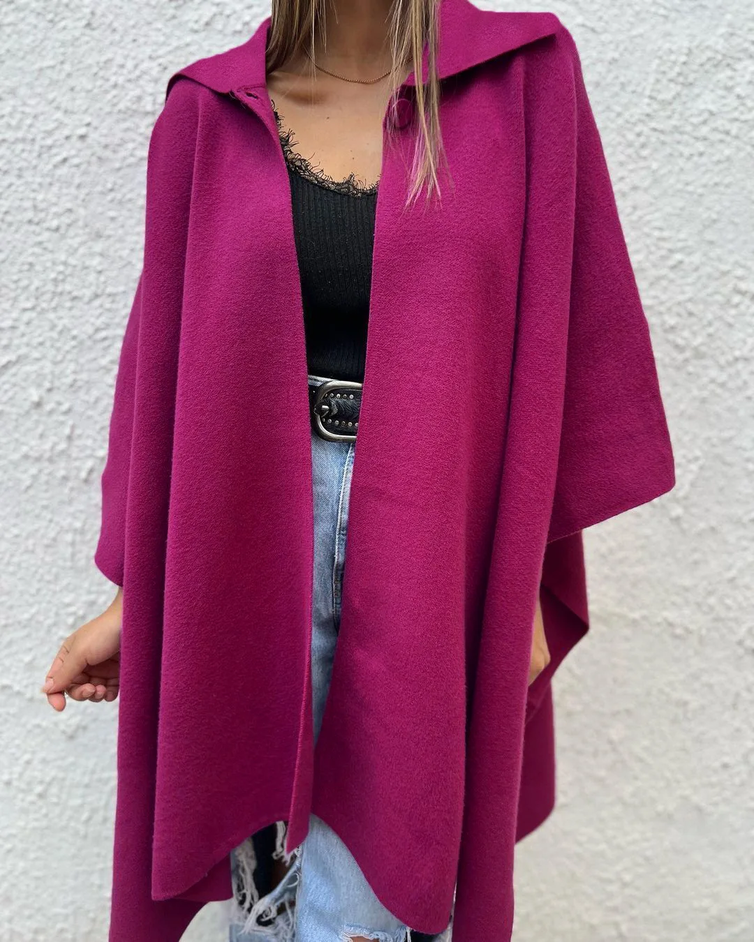 معطف نسائي محبوك بياقة فضفاضة ومفتوحة من الأمام مع ألوان متعددة للخريف والشتاء