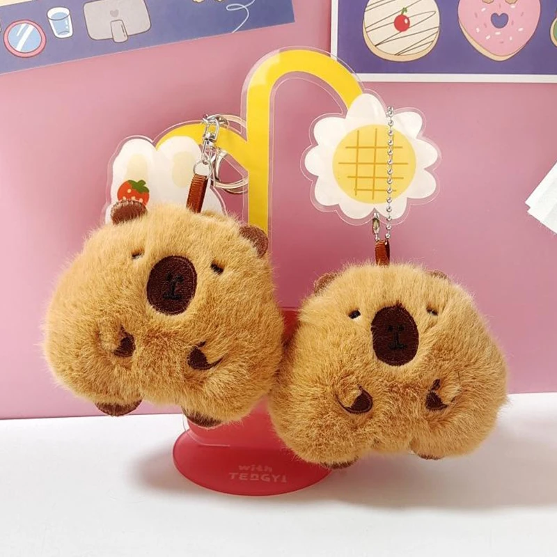 น่ารัก Squeak Capybara Kapybara Key CHAIN Guinea Pig Plush ของเล่นจี้กระเป๋าเป้สะพายหลัง Charms กระเป๋ารถตกแต่งคริสต์มาสของขวัญ