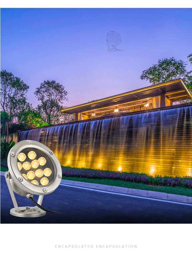 Garden Swimming Pool Landscape Light IP68 Led Underwater Light 3W6W9W18W Stainless Steel Lamp Body DC12V24V Safety Voltage