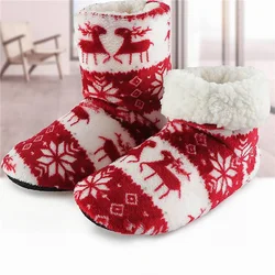 Winter Warm Women Boot Christmas Cotton Print Thicker Coral Velvet Snow Boots Euramerican Indoor Outdoor Plush Girls Women Shoes