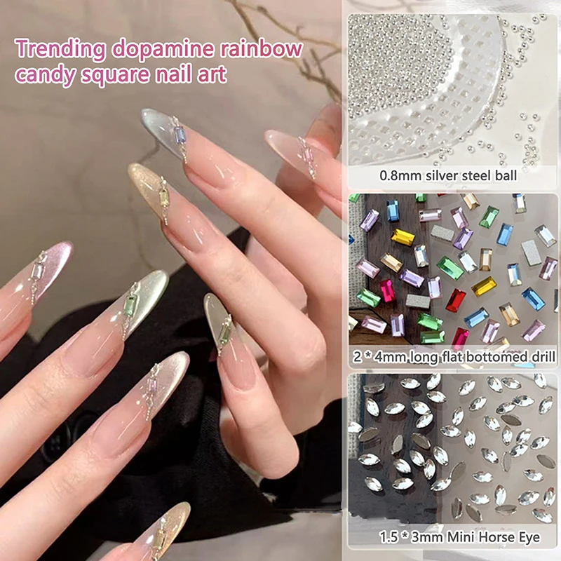 Strass en cristal pour ongles, breloques plates, pierres de luxe 3D pour nail art, décoration scintillante
