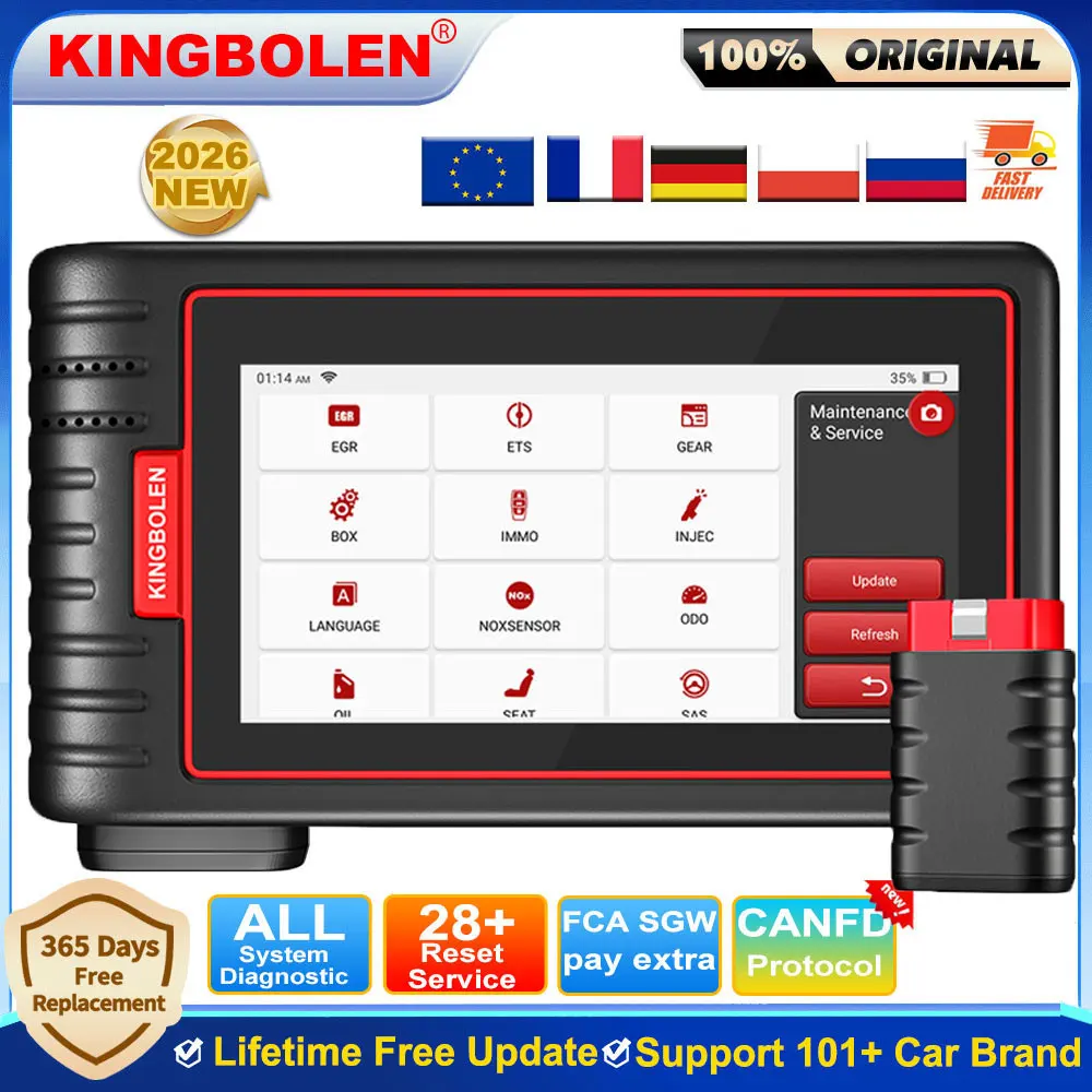 KINGBOLEN S6 All System Car Diagnostic Tools 28 Resets Support CANFD Car OBD2 Scanner Lifetime Free Update PK THINKSCAN 2