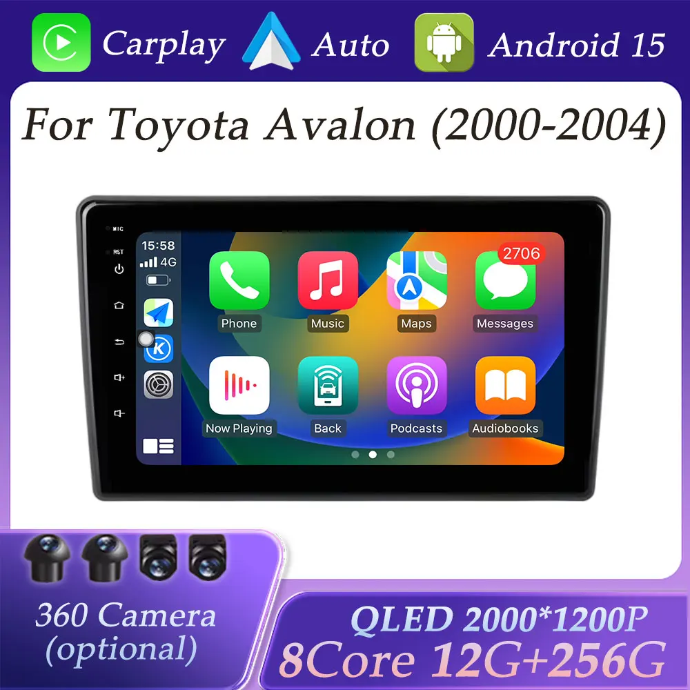 

Для Toyota Avalon 2000-2004 автомобильный радиоприемник видео мультимедийный плеер GPS навигация DSP стерео BT WiFi беспроводной Carplay QLED экран
