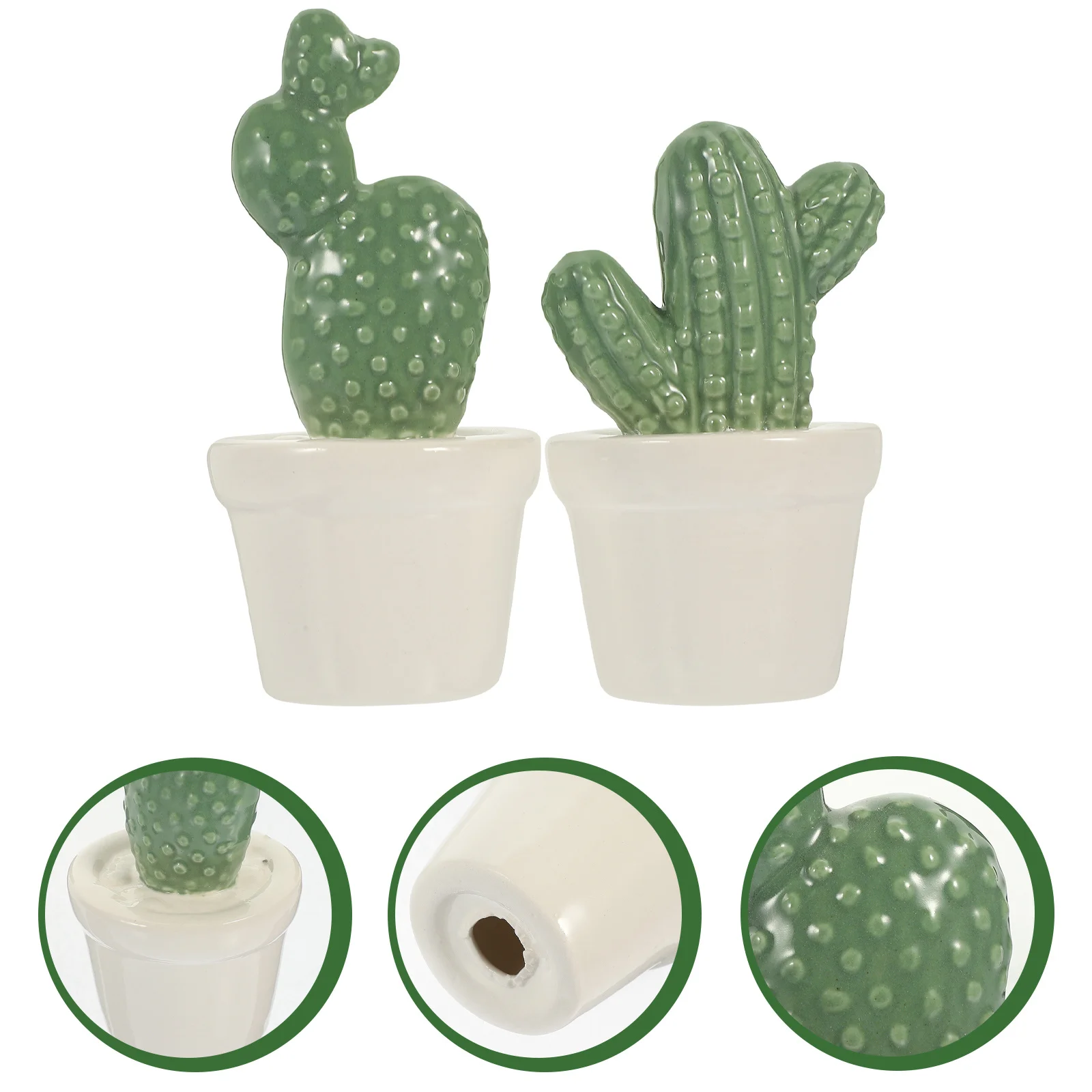 

2Pcs Porcelain Cactus Ornament Vivid Details Garden Indoor Decorative Item Reptile Decor Reptile Decorations for Terrarium
