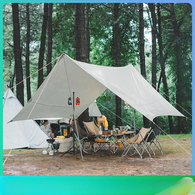 Outdoor Mufeng Hexagonal Canopy Rain-Proof Silver Pastebrushing Sun-Proof 8-12 People Oversized Camping Tent Waterproof Suns