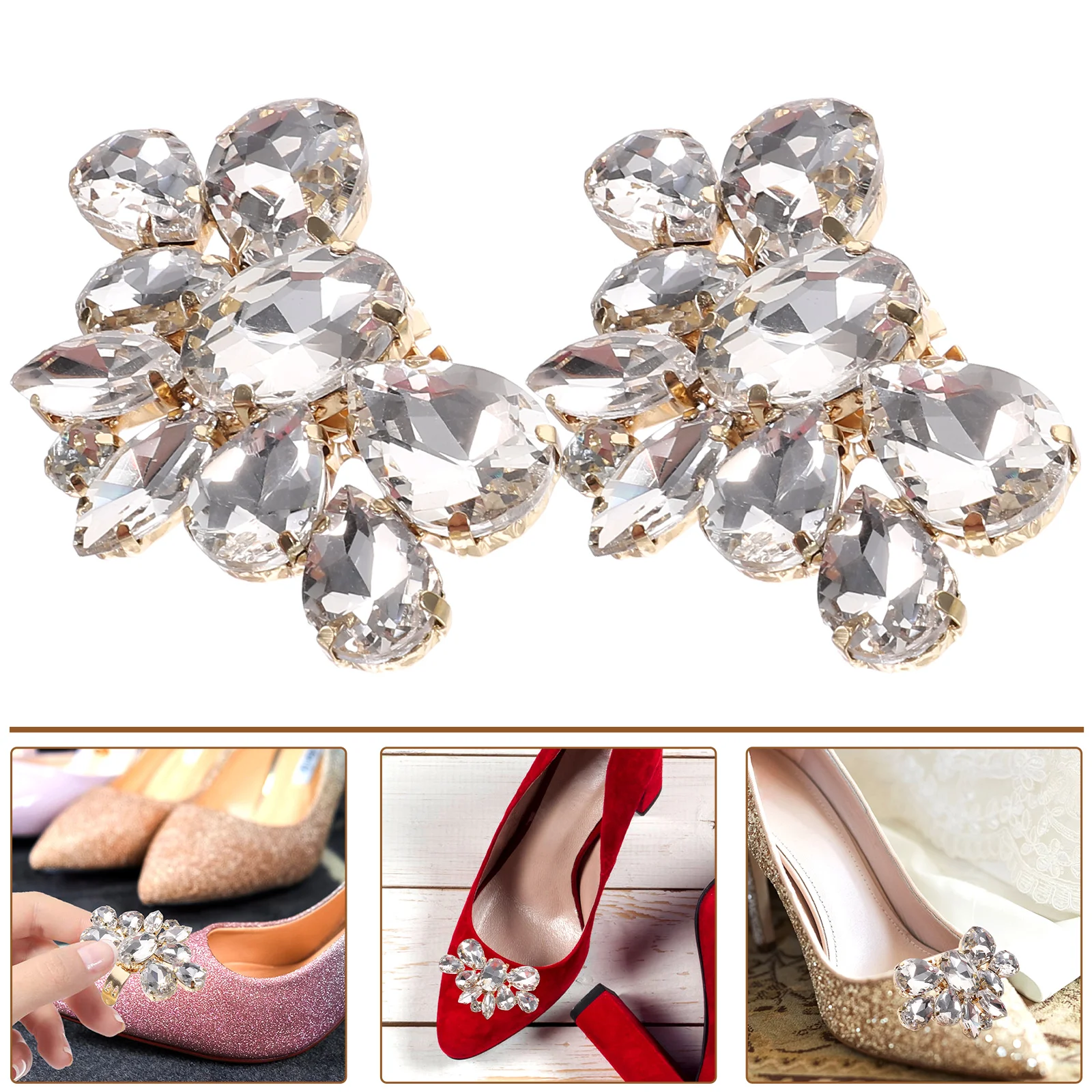 

2 Pcs Shoe Clip Accessories Women's Wedding Decor for Crystal Decorative Buckle