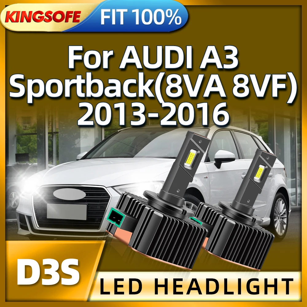 

KINGSOFE Headlights D3S LED 30000LM CSP Chip 6000K White Car Light Bulbs For AUDI A3 Sportback 8VA 8VF 2013 2014 2015 2016