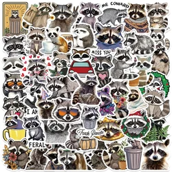 50Pcs Cartoon Raccoon Stickers Cute Raccoon DIY Stickers Scrapbooking Phone Luggage Skateboard Waterproof Decals
