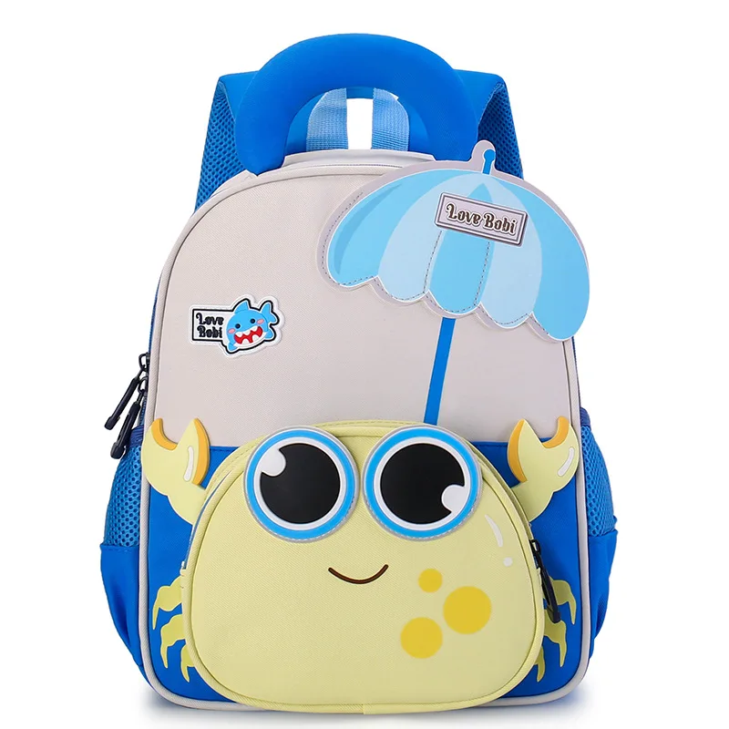 

2025 Cartoon Cute Nylon Crab Children's Bag for Boys and Girls, Large Class Baby Nylon Children's Ultra Light Weight Backpack