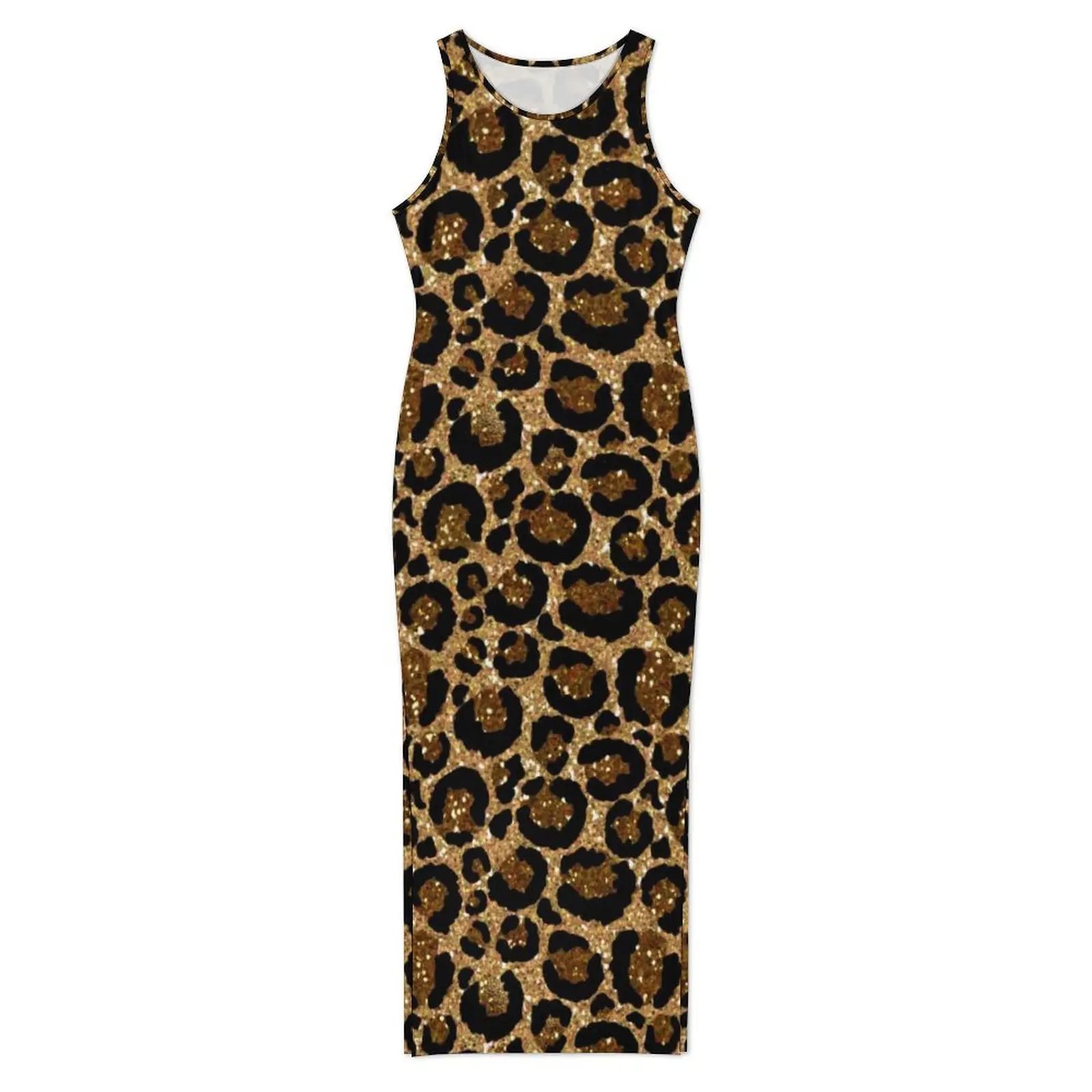 Weibliche Helle Leopard Print Kleid Trendy Animal Street Wear, Figurbetontes Kleid Sommer Casual Maxi Kleider Design Oversize Vestido