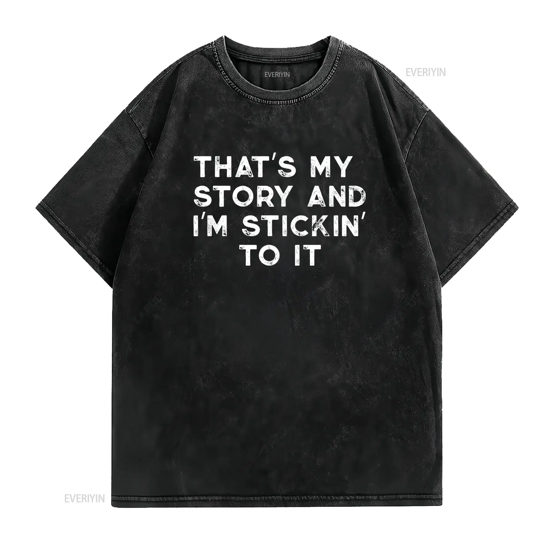 Mens Plausible Deniability Thats my Story and I m Sticking to it T Shirt Black Large vintage Washed designer clothes Soft