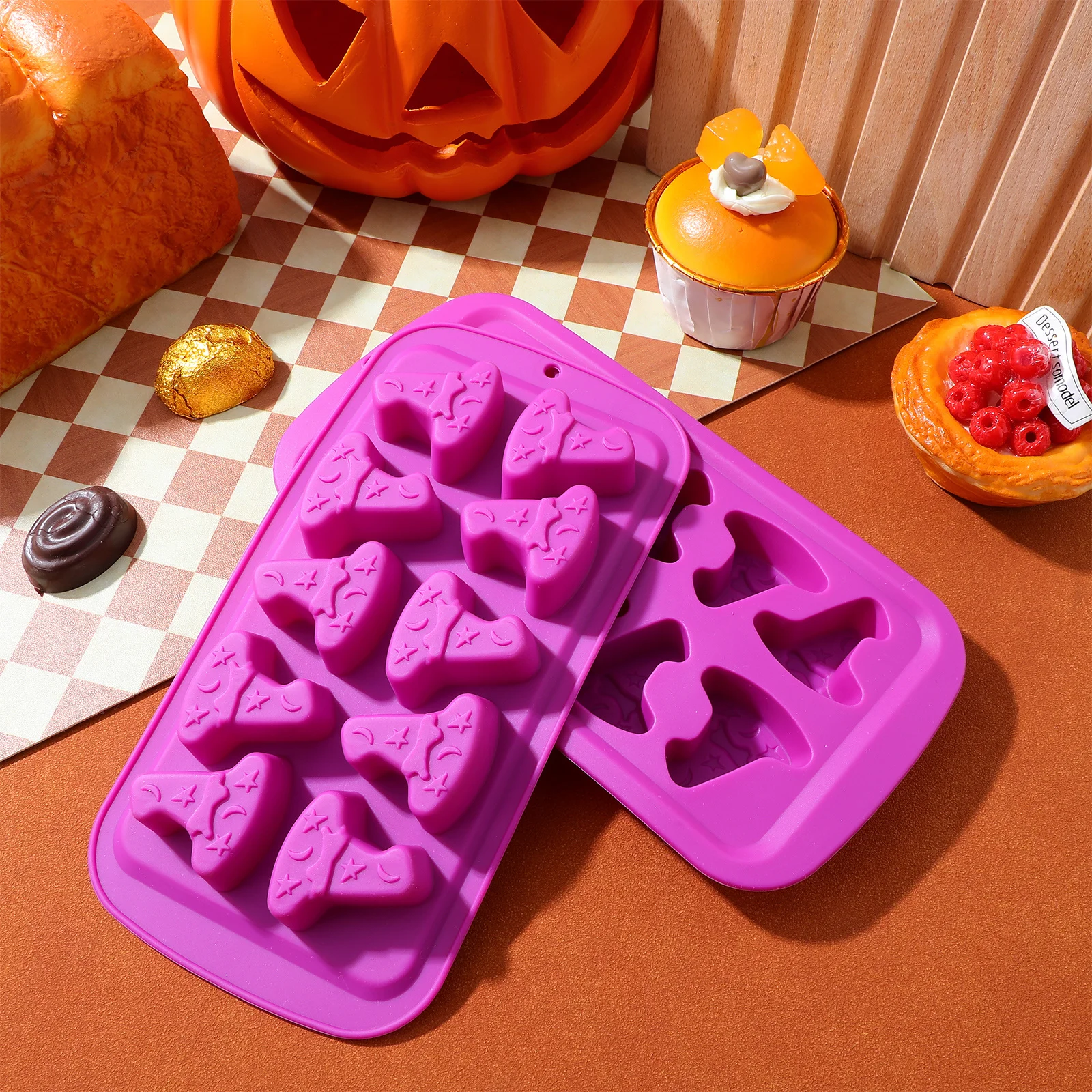 2 pezzi di stampi da forno in silicone per cappello da mago di Halloween, riutilizzabili, per caramelle al cioccolato, accessori da cucina fai da te, risparmio energetico
