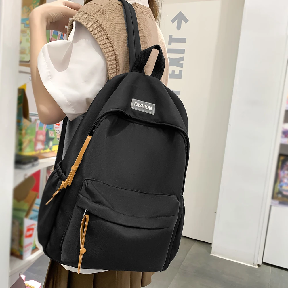 Nylon School Bag Casual Candy Color Student Backpack Adjustable Strap Fashion Backpack Soft for Office Travel School Shopper Bag