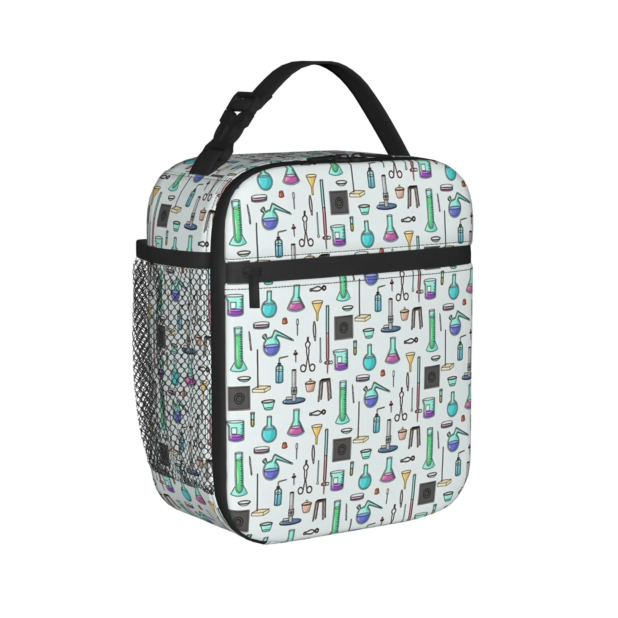 Chemistry Science Test Tubes Lab School Subject Lunch Bag Lunch Box For Women Portable Insulated Cooler Bag  Tote Food Bags