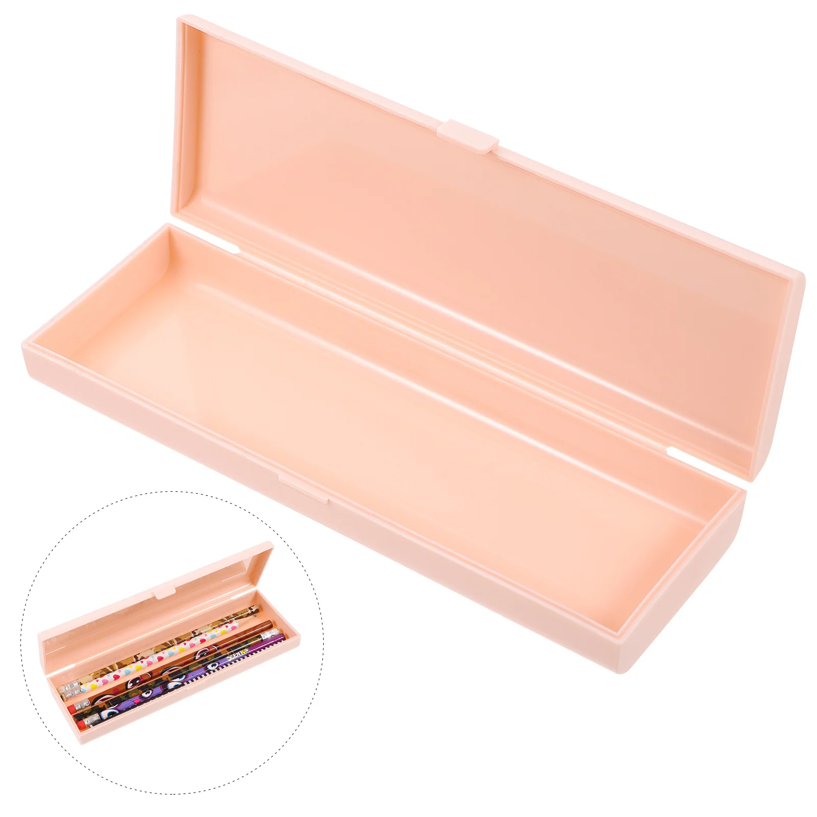 

1pc Stationery Box Plastic Pencil Case Student Pen Storage Box Office School Supply Portable Pen Case Scissors Holder