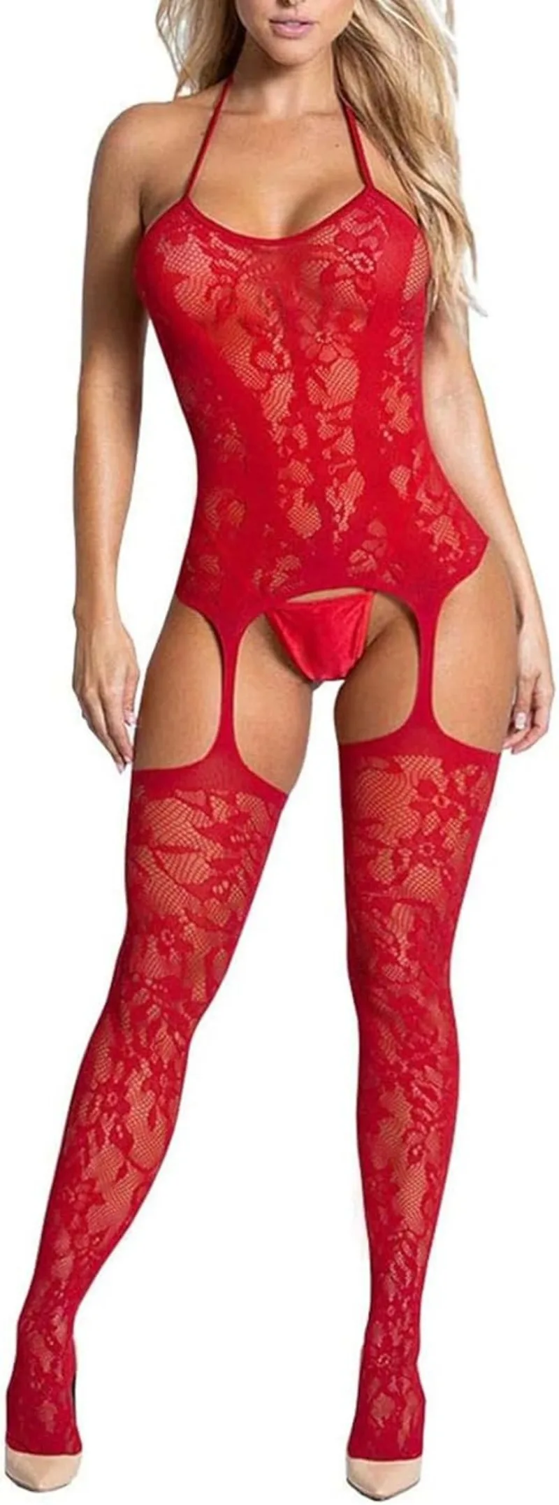 Exotic Fishnet Sexy Lingerie For Women Teddy Crotchless Bodysuits Lace Bodystocking Dancewear Wear Dancer Glow Mesh Garter