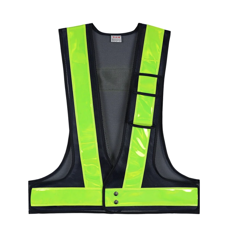 Motorcycle Road Traffic Cycling Reflective Vest Air-permeable Thickened Breathable Mesh Safety Clothing Warning Vest with Pocke