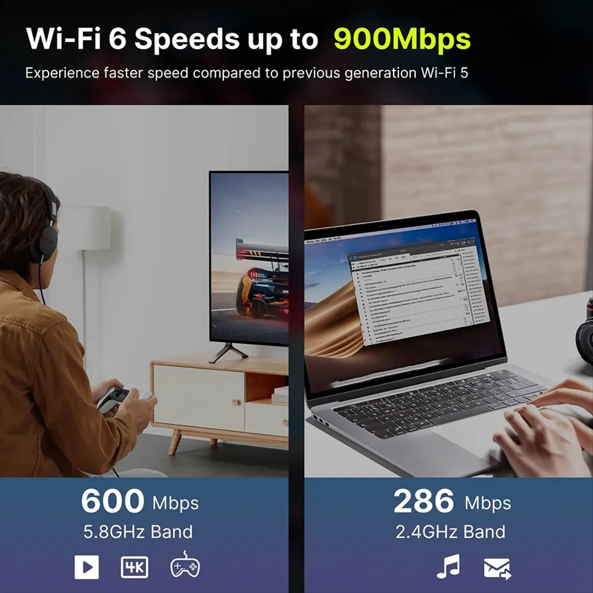 مستقر-واي فاي 6 AX900 4 هوائيات USB WiFi BT 5.4 محول 2in1 دونغل بطاقة الشبكة الخارجية اللاسلكية Wlan لنظام التشغيل Windows 10/11