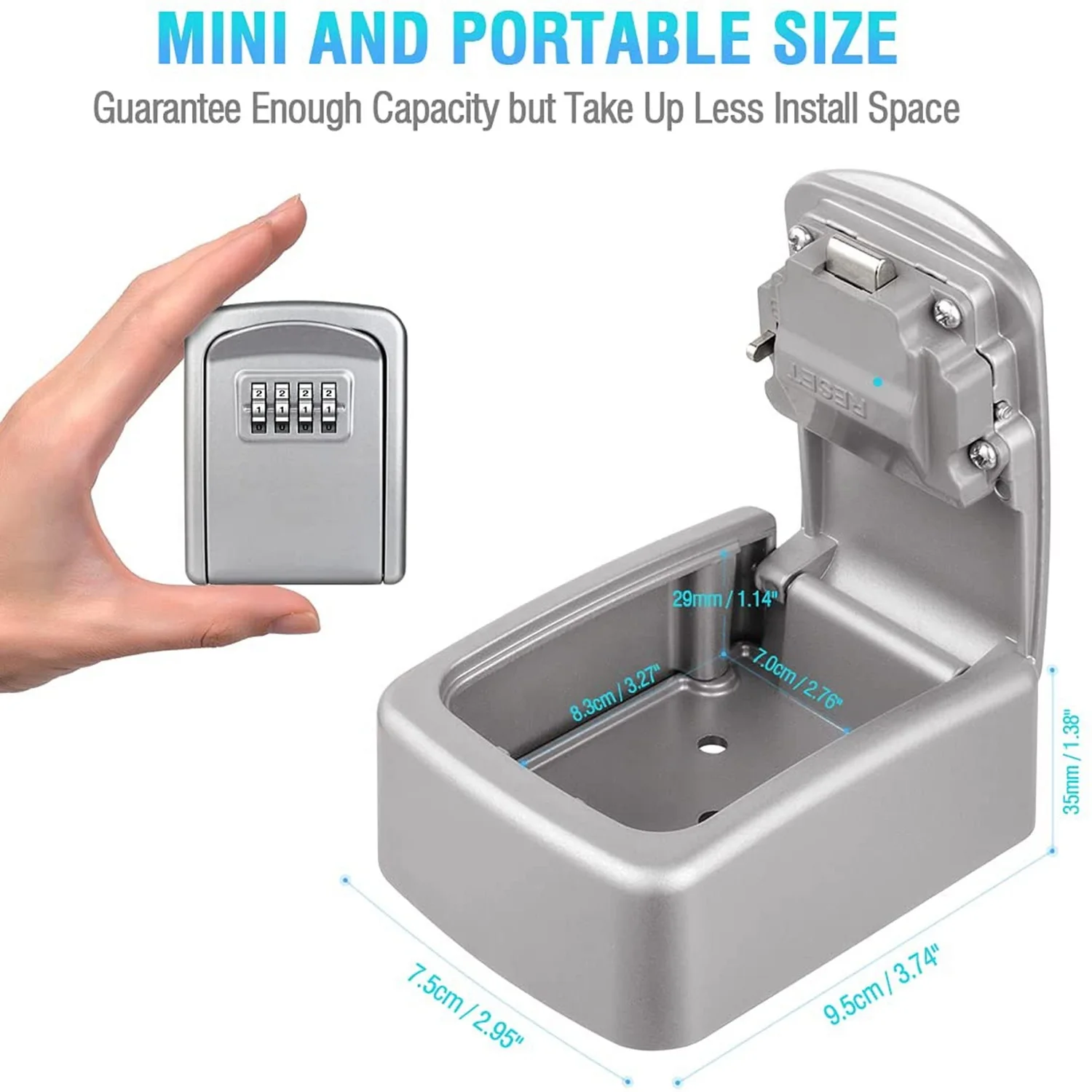 กล่องล็อคกุญแจ4หลักกล่องล็อครหัสสำหรับกุญแจบ้านกล่องสีเงิน